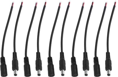 Dailygoods - DC Power Plug Connector 5.5x2.1mm - Mâle Femelle met Kabel - Ideaal voor Elektronica - 5 Pairs - Voor Verbinding en Stroomvoorziening - B