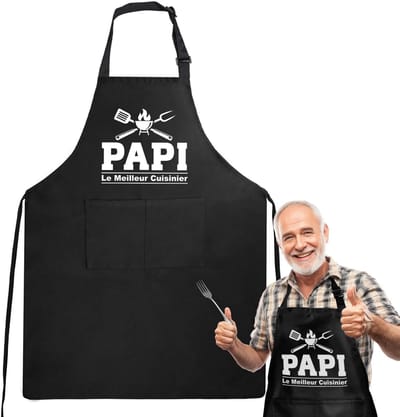 Papi BBQ Schort - De Beste Koker - Zwart met Pocket - Verstelbare Band - Waterdicht - 61x76cm