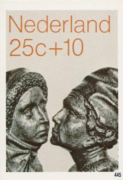 Briefkaart met afbeelding Joachim en Anna postzegel