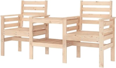 Tuinbank met tafel - Buitenbank loungeset - Ontspannen in de tuin - Geïntegreerde bijzettafel - 175 cm breed - Natuurlijk hout