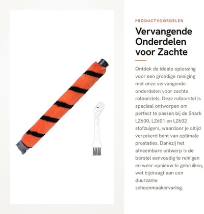 Dailygoods- Rolborstel Zacht - Vervangend Onderdeel - Compatibel met Shark LZ600/LZ601/LZ602/LZ602C - Afneembaar voor Reiniging - 220 mm Lang - Inclusief Reinigingsrol - Stofzuigerborstel