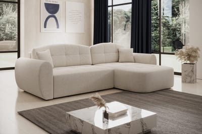 Hoekbank Diva- Beige- Universele lounge- met bedfunctie- hoeksalon met slaapfunctie- Zetelsenbedden