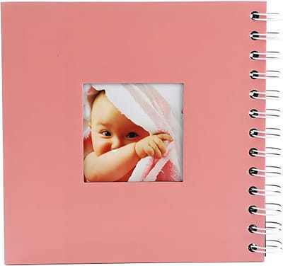 Doe-het-zelf fotoalbum met 20 zwarte pagina's, perfect als gastenboek voor verjaardagen en bruiloften, 17 x 17 cm met roze kaft en ruimte voor persoonlijke herinneringen