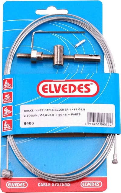 Elvedes Reparatiekabel XL - 2.50m - Met draadeind en inbus - Voor scooters en bromfietsen