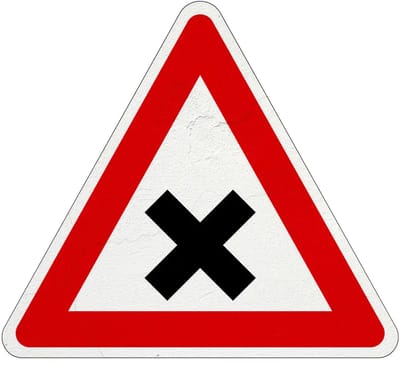 Gevaarlijk kruispunt bord - J8 | Sign Again materiaal | 30 cm