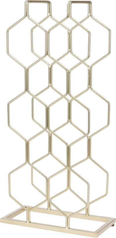 Excellent Houseware Wijnrek - 8 flessen - goud - metaal - 23 x 11 x 48 cm - flessenrek