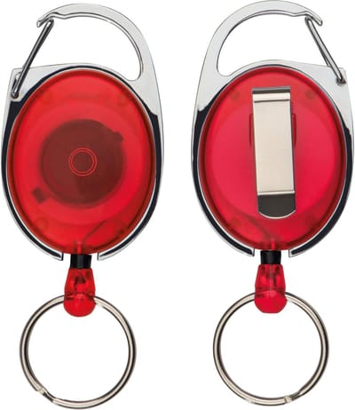 Skipas Houder - Kaarthouder Jojo - Veilig Meenemen - Met Karabijnhaak - 56 x 38 mm - Rood Transparant
