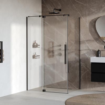 Brauer Stellar - Douchecabine met Draaideur - Helder Glas - 120x80x200 cm - Omkeerbaar - incl. Glascoating - Mat Zwart