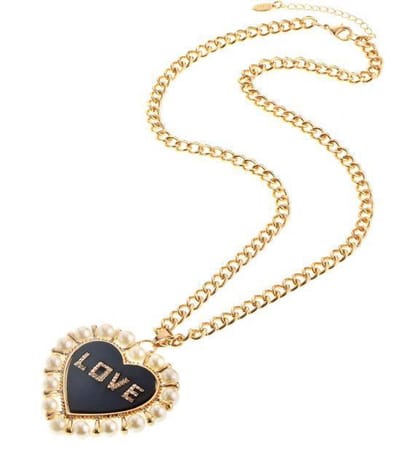 Behave - Lange ketting love met hartvormige hanger en parels - 63 cm