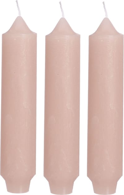 Palermo kaarsen set 3 stuks dia. 3.5 x H 17 cm zacht roze Hortus