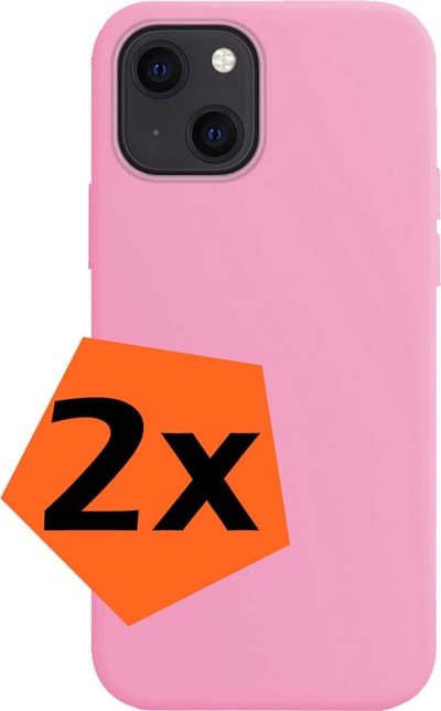 Hoes - 2 Stuks - Geschikt voor Apple iPhone 14 - Sterk & Shockproof - Case Siliconen - Back Cover - Telefoon Hoes - Lichtroze