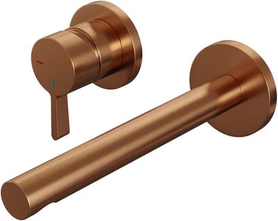 Brauer Copper Edition inbouw wastafelmengkraan met rechte uitloop en rozetten model E2 koper geborsteld PVD