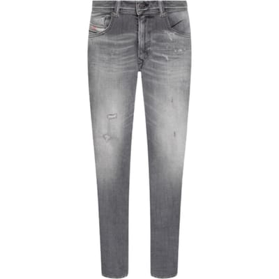 Diesel 1979 Sleenker rafelige grijze vervaagde denimjeans