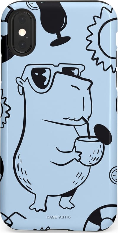 Casetastic Hoesje Geschikt voor Apple iPhone X/Xs - Stijlvolle Beschermende Duo-layer Case - Capibara cocktail