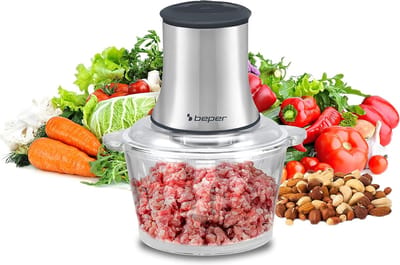 Beper P102ROB001 - Hakmolen - Keuken Hakmolen - Elektrische Hakmolen - Compacte Hakmolen - Krachtige Hakmolen - 1.5L - RVS