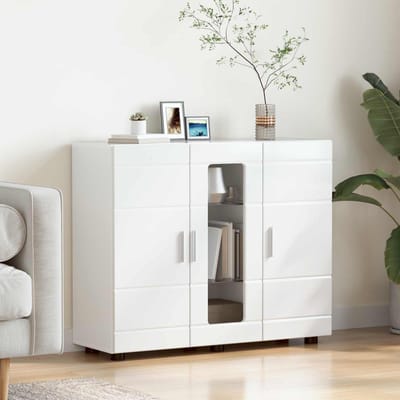 vidaXL - Houten - Kast - Hoogglans - wit - Bewerkt - hout