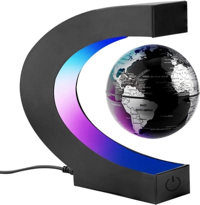 Famanu – Zwevende magnetische wereldbol in C-vorm, roterende levitatieglobe voor kantoor, studie en geschenkidee