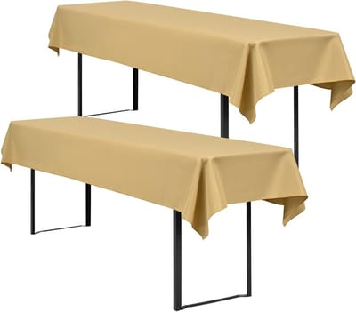 Showgeous 2-pack biertafeltafelkleed universeel voor 50 cm en 70 cm biertafelhoezen polyester rechthoekige tafelkleden wasbaar 100x250 cm (kameel)