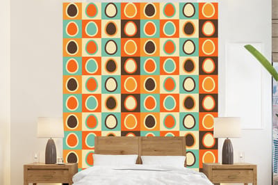 Behang - Fotobehang Retro - Patronen - Ei - Breedte 225 cm x hoogte 280 cm