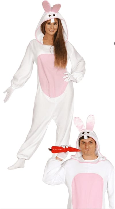 Fiestas Guirca - Onesie Bunny (wit) - maat L (42-44) - Carnavalskleding - Carnaval - carnavalskleding 2027 - Carnaval kostuum