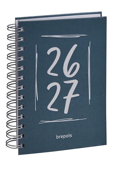 Brepols agenda 2026-2027 - DOODLE DASH - Schoolagenda - 1 dag per pagina - Wire-O - Dagoverzicht - Blauw - 11.5 x 16.9 cm