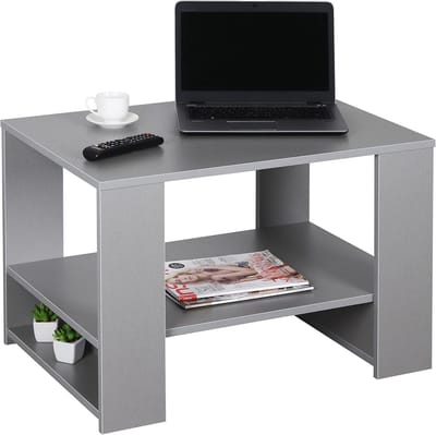 Salontafel met opbergruimte - Bijzettafel Koffietafel - Woonkamer Organisatie - Vloerbeschermende viltjes - 72 x 50 x 50 cm - Grijs