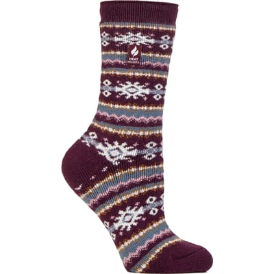 Dames Nordic Sokken | Heat Holders Lite | Lichte Thermische Winter Sokken voor Vrouwen - Cabernet/Roze