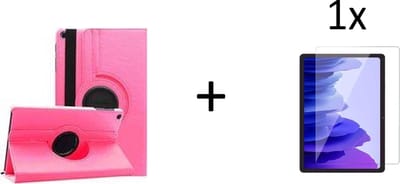 Draaibaar Hoesje - Rotation Tabletcase - Multi stand Case Geschikt voor: Samsung Galaxy Tab A7 10.4 Inch (2020) T500/T505 - Roze + 1x screenprotector