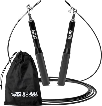 AdroitGoods Professioneel Sport Springtouw - Crossfit Speedrope / Jump Rope - Volwassenen en Kinderen - Verstelbaar - Zwart