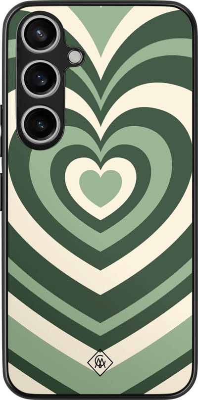 Casimoda® hoesje - Geschikt voor Samsung Galaxy A35 5G - Hart Swirl Groen - Zwart TPU Backcover - Geometrisch patroon - Groen