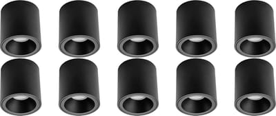 Opbouwspot 10 Pack - Proma Cliron Pro - GU10 Fitting - Opbouw Rond - Mat Zwart - Aluminium - Verdiept - Ø90mm