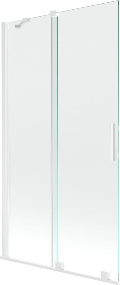 Mexen Velar badwand tweevleugelig schuifbaar 100 x 150 , transparant, wit - 896-100-000-01-20