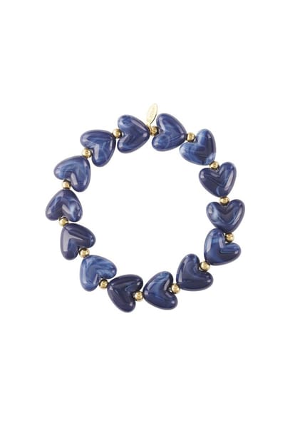 Yehwang - Armband Hartjes - Acryl - Elastisch - Trendy - Roestvrij Staal - Blauw