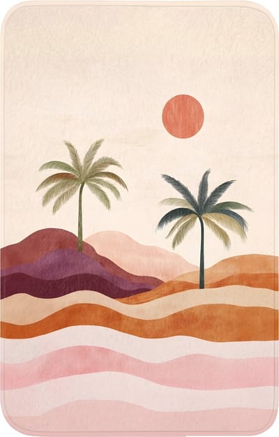 WC mat 50x80 cm - Antislip - Palmbomen - Abstract - Zon - Heuvels - Toiletmat - Vloermat - Douchemat - Toilet tapijt - Toiletmatten