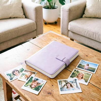 Klein fotoalbum met 256 vakken, paars mini-filmalbum voor 7,6 cm foto's, stofdicht fotoboek voor bruiloften, verjaardagen en dagelijkse herinneringen