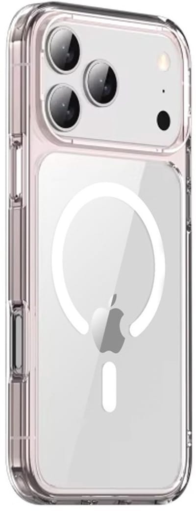 Schokbestendige MagSafe Case geschikt voor iPhone 17 Pro Max - roze/transparant