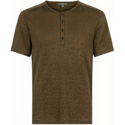 John Varvatos Stanton Regular Fit Ss Henley With Textu Soil Maat: S | Basic T-Shirts Outlet | Heren | Groen