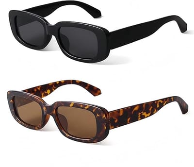 Zonnebril – Retro rijbril – Jaren 90 vintage stijl – Smal, vierkant montuur – UV400-bescherming - zwart+Luipaardprint