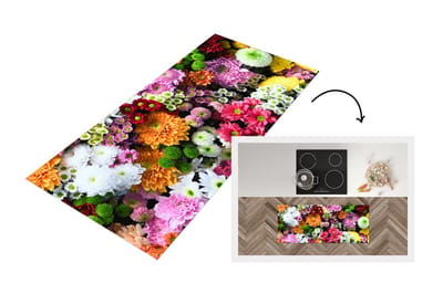 Keukenloper - Loper keuken - Bloemen - Chrysant - Kleuren - Collage - 120x50 cm - Keukenloper vinyl