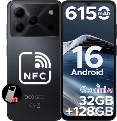 DOOGEE Note 56 Pro - Smartphone - 32GB RAM + 128GB ROM(2TB/TF) - Gemini AI - Android 16 - 6150mAh - 6,56 inch HD + 90Hz - 4G Dual SIM - Gemini AI - OTG - NFC - Face ID - GPS - Zwart