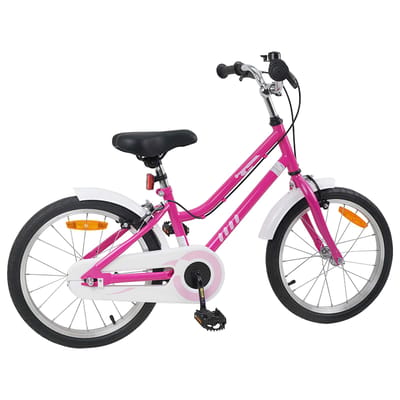 vidaXL - Kinderfiets - 18 - Inch - voor - 5-7 - jaar - oud - Roze - Wit