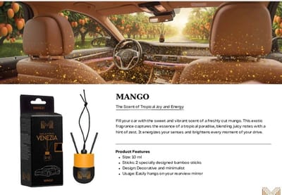 Maxxima Venezia Autoparfum - Mango - Luxe Geurhanger met Bamboe Sticks - Tropisch & Energiek - 10 ml