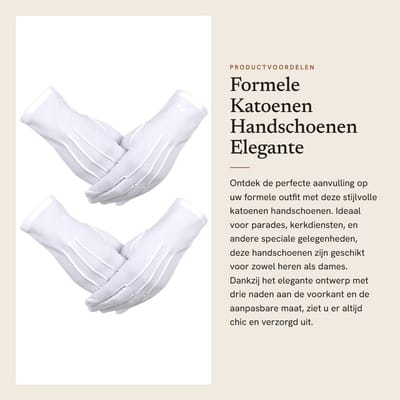 Dailygoods - Formele Katoenen Handschoenen - Elegante Paradehandschoenen - Witte Kleur - Geschikt voor Heren en Dames - Perfect voor Ceremonies en Fee...