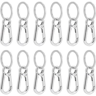 Lot de 12 porte-clés en alliage antirouille, sans déformation, surface brillante, pour suspendre des clés, un portefeuille, une ceinture ou une fermeture éclair white