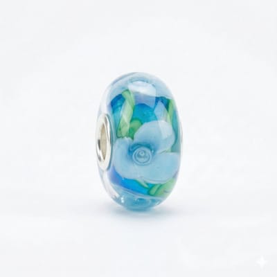 Quiges - Glazen - Kraal - Bedels - Blauwe - Bloem - Bead Past op alle bekende merken - armband
