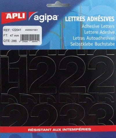 Agipa etiketten cijfers letterhoogte 47 mm | 286 cijfers