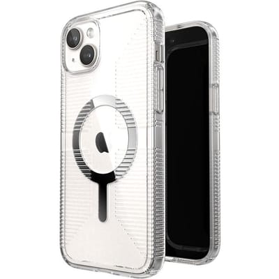 Speck Gemshell Grip + MagSafe - Case for iPhone 15 Plus / iPhone 14 Plus - Clear / Chrome Finish