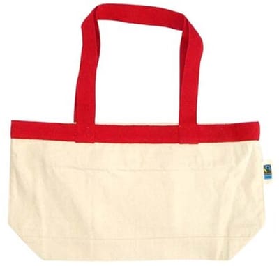 25 stuks Extra stevige katoenen shopper/allround tas - OEKO-TEX®/Fairtrade - ecru/rood