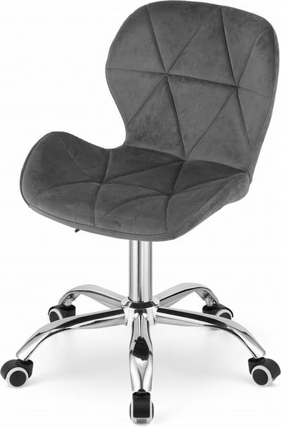 Bureaustoel AVOLA DORY-21 Donkergrijs, Velvet Zitting, Ergonomisch en Verstelbare Zithoogte, 5-Poot Chrome Basis, Geschikt voor Thuis en Kantoor, Max. 110 kg