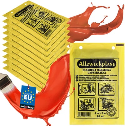 KOTARBAU® 25-delig Set Schilderfolie Afdekfolie, 4 x 5 m, Grijs, Robuuste Bauschutzfolie, Dikke, Afdekfolie Voor Muren En Vloeren, Schilderfolie Groot Oppervlak